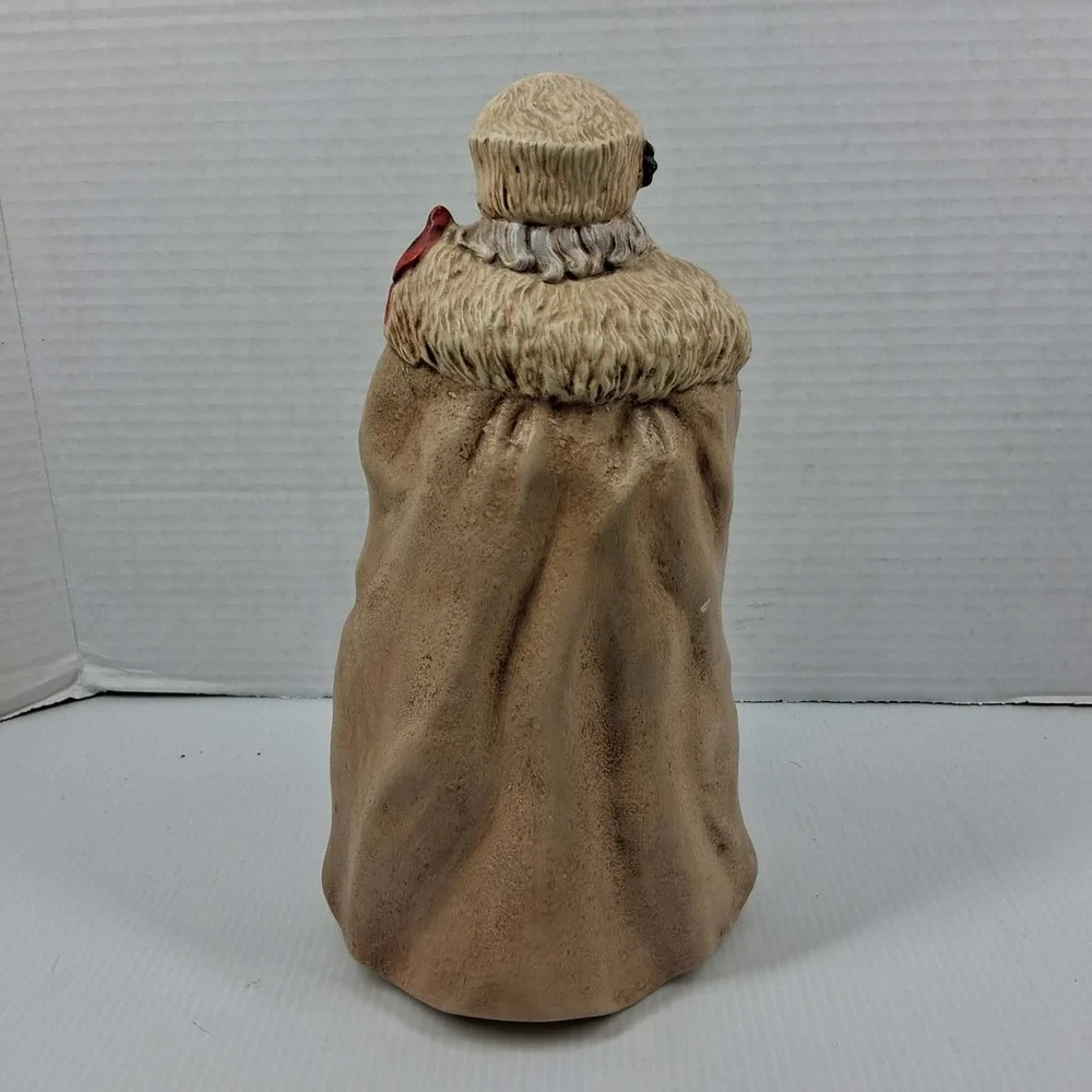 Old World Woodland Santa Figurine Father Christmas with Forest Animals Tan 10in